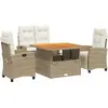 Image de vidaXL Salon de jardin 4 pièces avec coussins Beige Poly Rattan