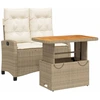 Image de vidaXL Ensemble de jardin 2 pièces avec coussins Beige Poly Rattan