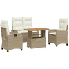 Image de vidaXL Salon de jardin 4 pièces avec coussins Beige Poly Rattan