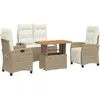 Image de vidaXL Salon de jardin 4 pièces avec coussins Beige Poly Rattan