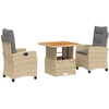 Image de vidaXL Ensemble de jardin 3 pièces avec coussins Beige Poly Rattan