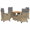 Image de vidaXL Salon de jardin 5 pièces avec coussins Beige Poly Rattan