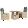 Image de vidaXL Ensemble de jardin 3 pièces avec coussins Beige Poly Rattan
