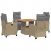 Image de vidaXL Salon de jardin 5 pièces avec coussins Beige Poly Rattan