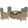 Image de vidaXL Salon de jardin 5 pièces avec coussins Beige Poly Rattan