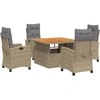 Image de vidaXL Salon de jardin 5 pièces avec coussins Beige Poly Rattan