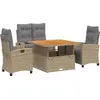 Image de vidaXL Salon de jardin 4 pièces avec coussins Beige Poly Rattan