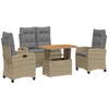 Image de vidaXL Salon de jardin 4 pièces avec coussins Beige Poly Rattan