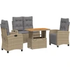Image de vidaXL Salon de jardin 4 pièces avec coussins Beige Poly Rattan