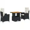 Image de vidaXL Ensemble de jardin 3 pièces avec coussins Noir Poly Rattan