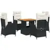 Image de vidaXL Ensemble de jardin 5 pièces avec coussins Noir Poly Rattan