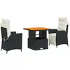 Image de vidaXL Ensemble de jardin 3 pièces avec coussins Noir Poly Rattan