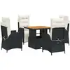Image de vidaXL Ensemble de jardin 5 pièces avec coussins Noir Poly Rattan