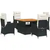 Image de vidaXL Ensemble de jardin 5 pièces avec coussins Noir Poly Rattan