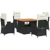 Image de vidaXL Ensemble de jardin 5 pièces avec coussins Noir Poly Rattan