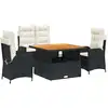 Image de vidaXL Ensemble de jardin 4 pièces avec coussins Noir Poly Rattan