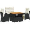 Image de vidaXL Ensemble de jardin 4 pièces avec coussins Noir Poly Rattan