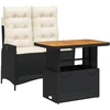 Image de vidaXL Ensemble de jardin 2 pièces avec coussins Noir Poly Rattan