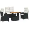 Image de vidaXL Ensemble de jardin 4 pièces avec coussins Noir Poly Rattan
