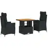 Image de vidaXL Ensemble de jardin 3 pièces avec coussins Noir Poly Rattan