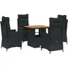 Image de vidaXL Ensemble de jardin 5 pièces avec coussins Noir Poly Rattan
