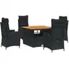 Image de vidaXL Ensemble de jardin 5 pièces avec coussins Noir Poly Rattan