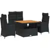 Image de vidaXL Ensemble de jardin 4 pièces avec coussins Noir Poly Rattan