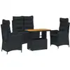 Image de vidaXL Ensemble de jardin 4 pièces avec coussins Noir Poly Rattan
