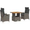 Image de vidaXL Ensemble de jardin 3 pièces avec coussins Gris Poly rotin