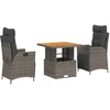Image de vidaXL Ensemble de jardin 3 pièces avec coussins Gris Poly rotin