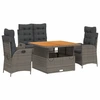 Image de vidaXL Ensemble de jardin 4 pièces avec coussins Gris Poly rotin