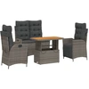 Image de vidaXL Ensemble de jardin 4 pièces avec coussins Gris Poly rotin