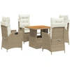 Image de vidaXL Salon de jardin 5 pièces avec coussins Beige Poly Rattan