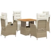 Image de vidaXL Salon de jardin 5 pièces avec coussins Beige Poly Rattan