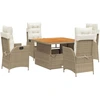 Image de vidaXL Salon de jardin 5 pièces avec coussins Beige Poly Rattan