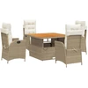 Image de vidaXL Salon de jardin 5 pièces avec coussins Beige Poly Rattan