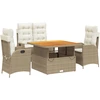Image de vidaXL Salon de jardin 4 pièces avec coussins Beige Poly Rattan