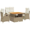 Image de vidaXL Salon de jardin 4 pièces avec coussins Beige Poly Rattan