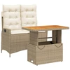 Image de vidaXL Ensemble de jardin 2 pièces avec coussins Beige Poly Rattan
