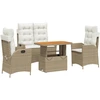 Image de vidaXL Salon de jardin 4 pièces avec coussins Beige Poly Rattan