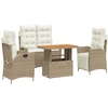 Image de vidaXL Salon de jardin 4 pièces avec coussins Beige Poly Rattan