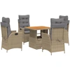 Image de vidaXL Salon de jardin 5 pièces avec coussins Beige Poly Rattan