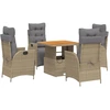 Image de vidaXL Salon de jardin 5 pièces avec coussins Beige Poly Rattan