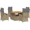 Image de vidaXL Salon de jardin 5 pièces avec coussins Beige Poly Rattan