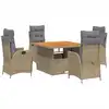 Image de vidaXL Salon de jardin 5 pièces avec coussins Beige Poly Rattan