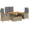 Image de vidaXL Salon de jardin 4 pièces avec coussins Beige Poly Rattan