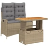 Image de vidaXL Ensemble de jardin 2 pièces avec coussins Beige Poly Rattan