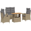 Image de vidaXL Salon de jardin 4 pièces avec coussins Beige Poly Rattan