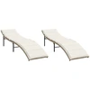 Image de vidaXL Bains de soleil 2 pcs. avec coussins Beige Poly Rattan