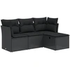 Image de vidaXL Ensemble de salon de jardin 4 pièces avec coussins noir poly rotin